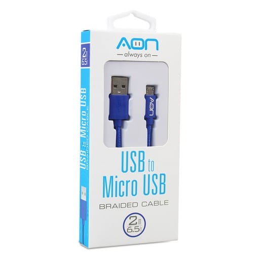 Cable AON USB a  micro usb – 2M – 6.5FT Azul – AO-CB-3013
